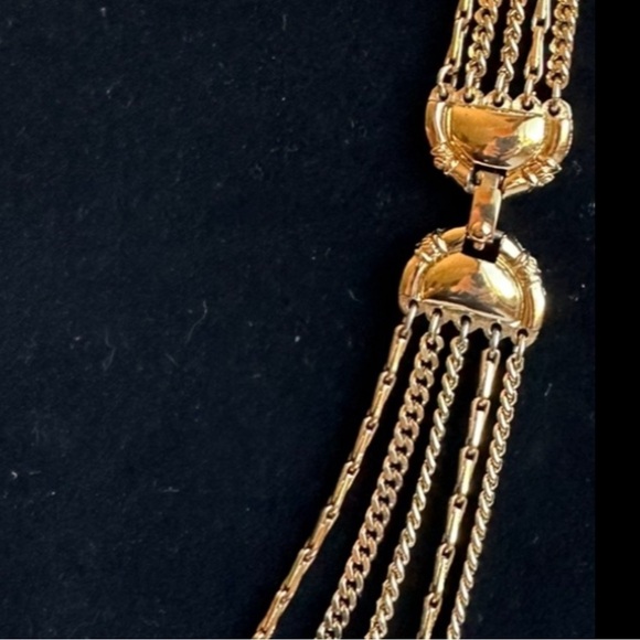 VTG Monet 5 Strand Layered Gold Tone Chain Link Necklace 27β to 32β Chains - Picture 4 of 7